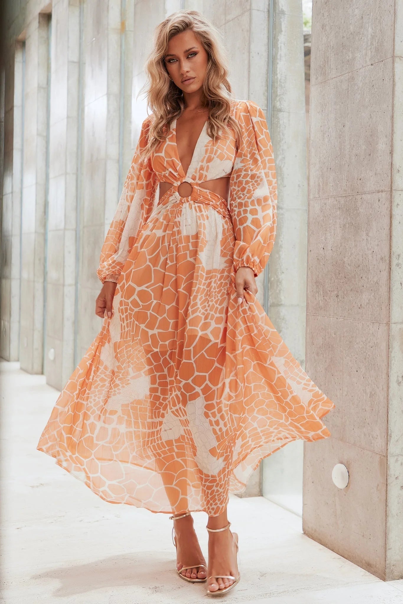 Here & There Maxi Dress - Orange