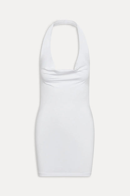 x JENNIE Solo Halter Mini Dress - Optic White