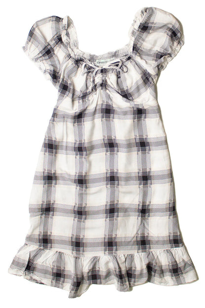 Granite Plaid Puff Sleeve Babydoll Dress
