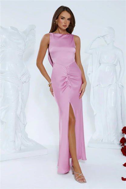 Icon In Action Satin Maxi Dress Pink