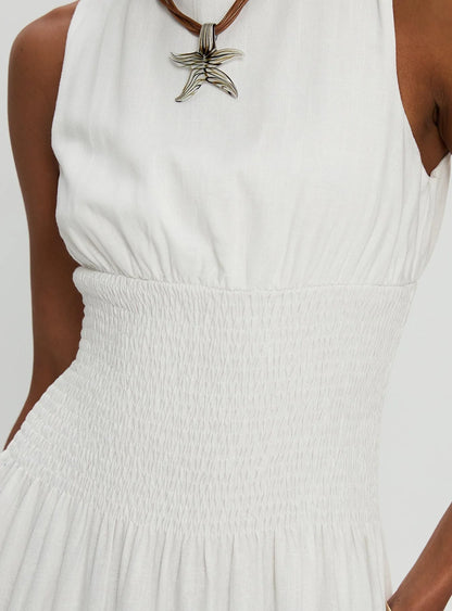 Lilienne Shirred Maxi Dress White