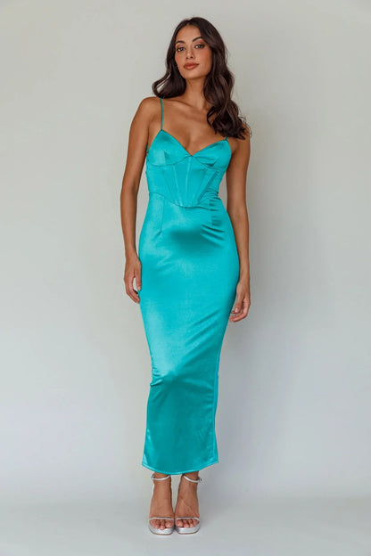 Seraya Lace-Up Back Dress Green