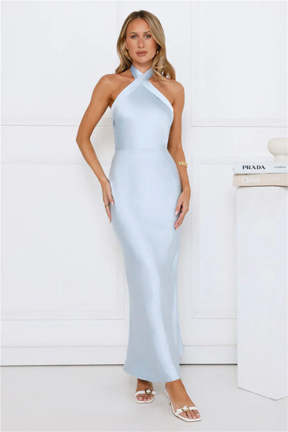 Majestic Girl Halter Satin Maxi Dress