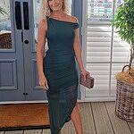 Party Style Mesh Off Shoulder Midi Dress Wine
