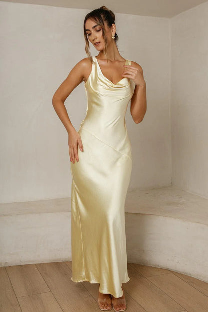 Cassandra Cowl Neck Maxi Dress - Butter