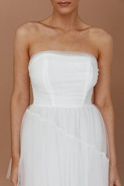 Always & Forever High-Low Midi Dress White