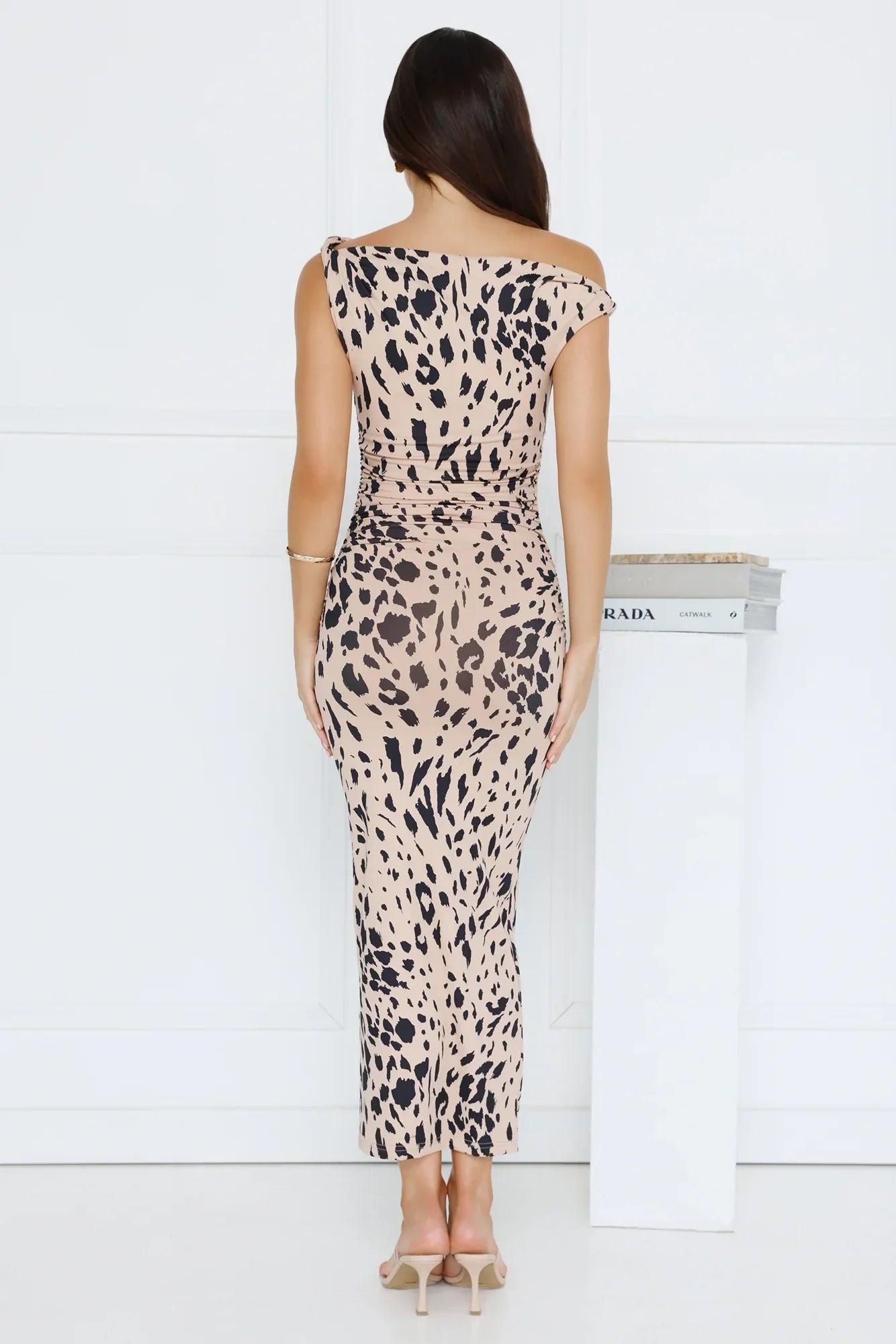 Exotic Essence Off Shoulder Midi Dress Print