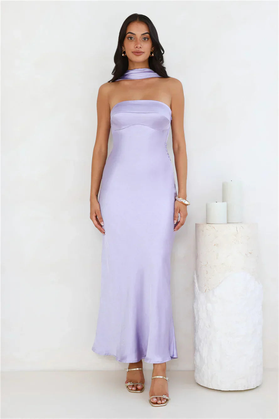 Precious Pearl Satin Maxi Dress
