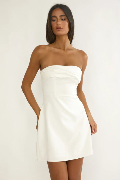 Serenelle Foldover Bust Mini Dress White
