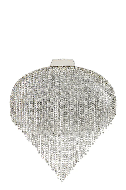 Bria Crystal Fringed Bag - Silver