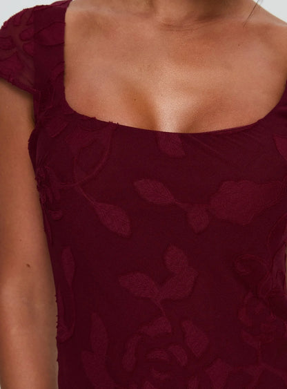 Lucienna Mini Dress Burgundy Floral