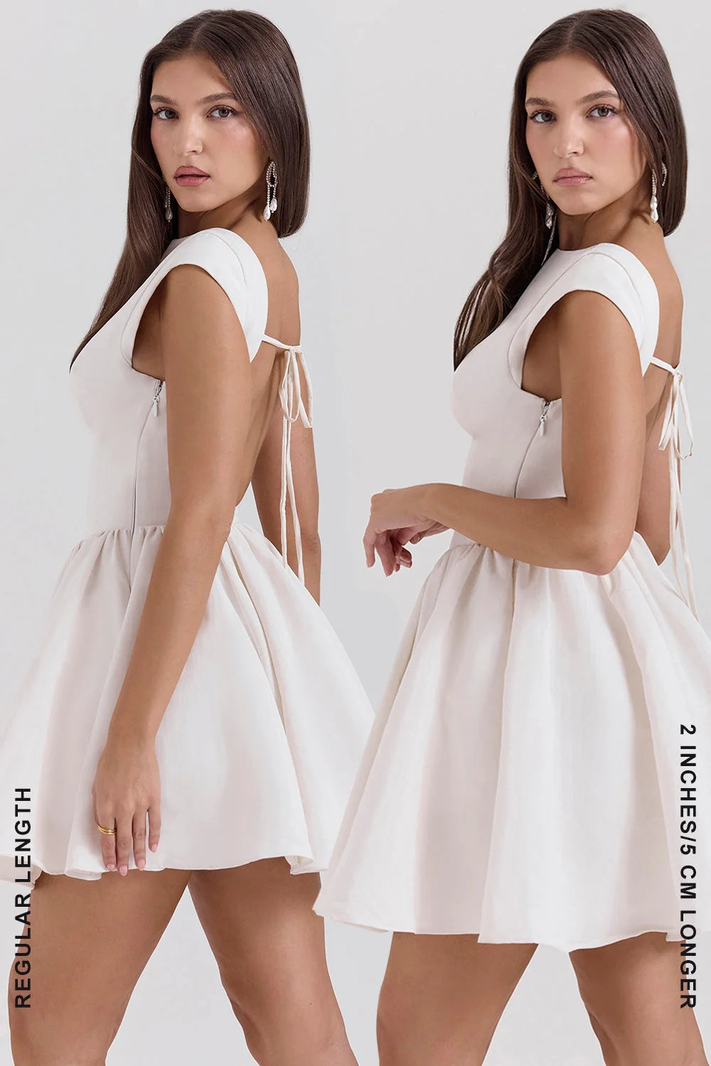 white open back mini dress
