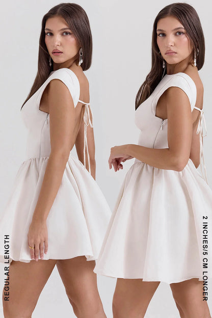 white open back mini dress