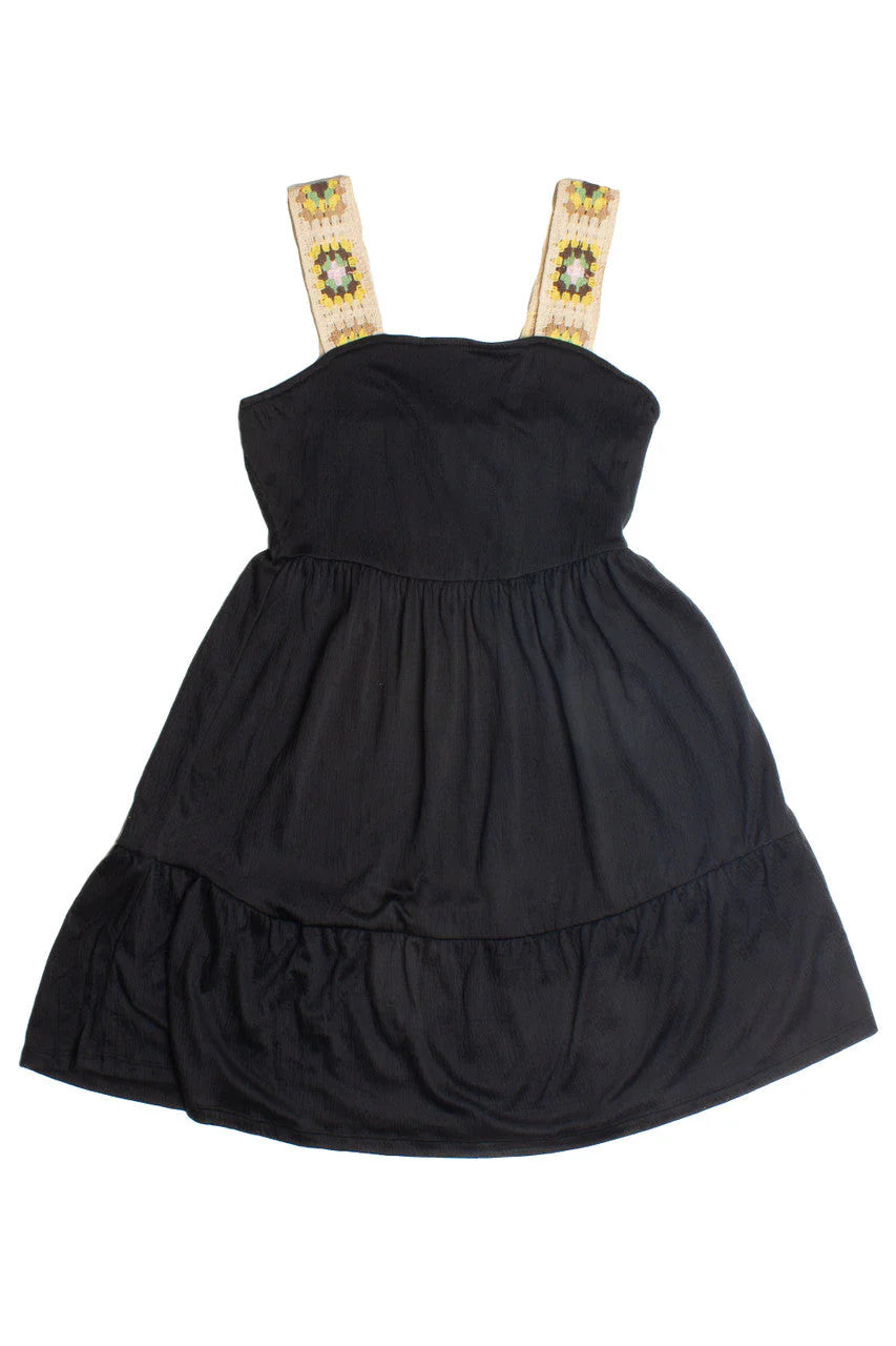 Black Crochet Strap Dress