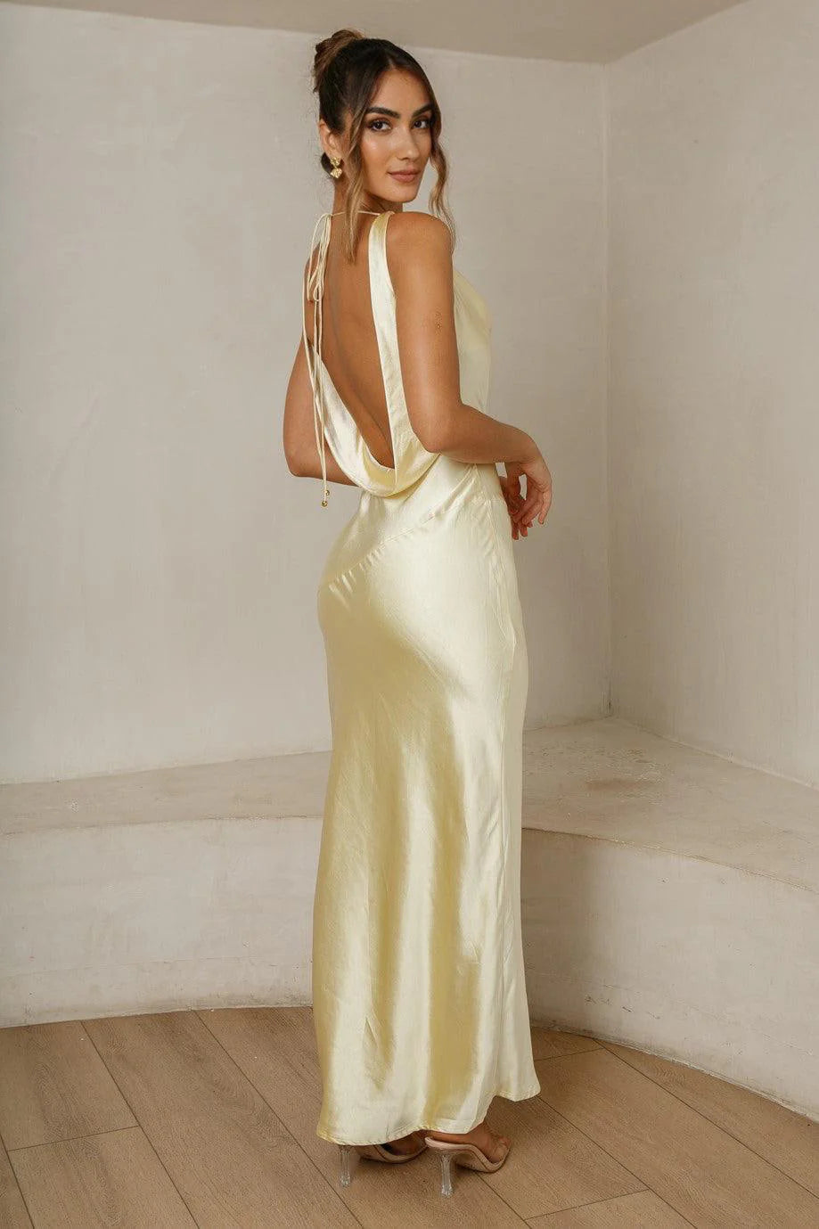 Cassandra Cowl Neck Maxi Dress - Butter