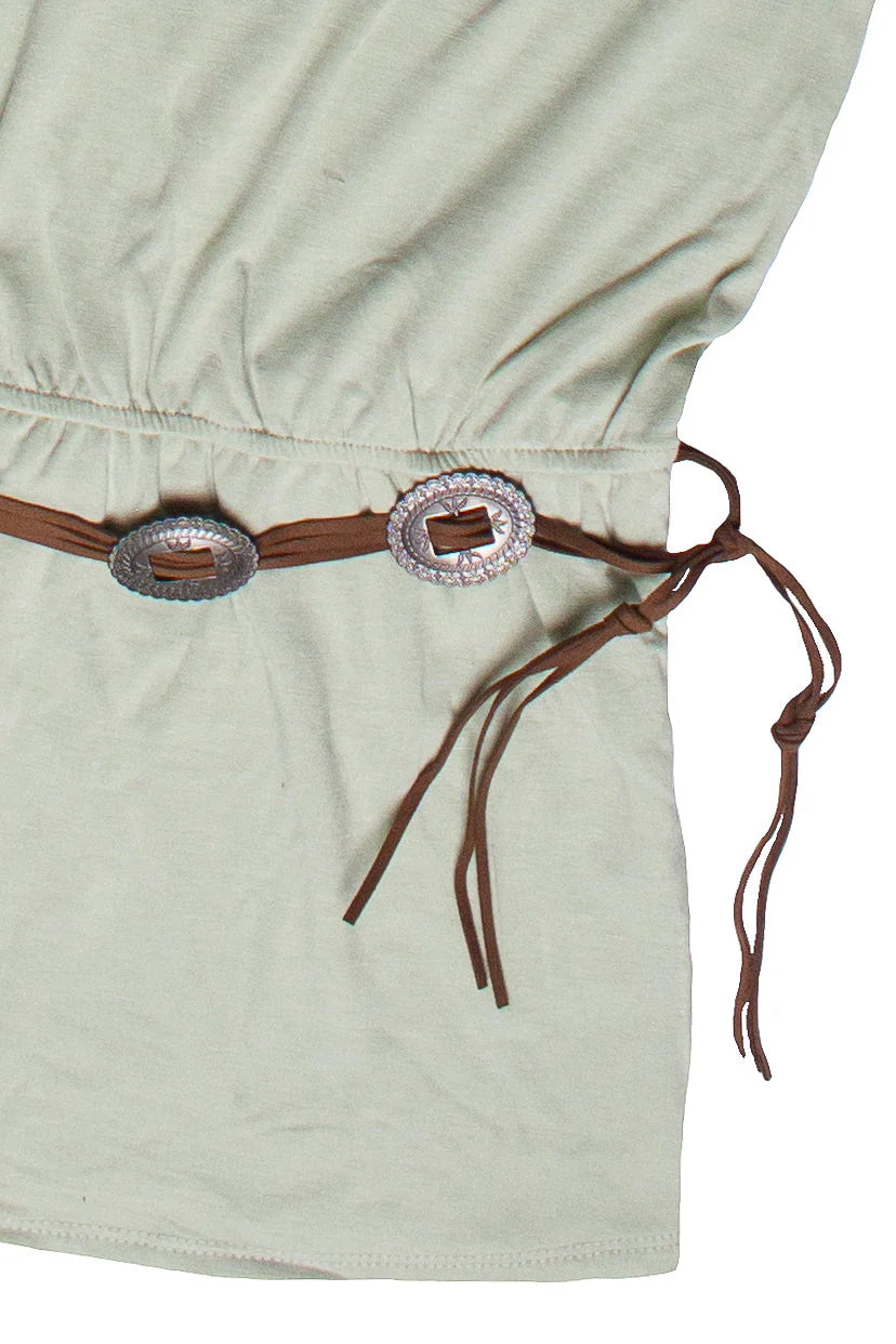 Drop Waist Western Belt Mini Dress