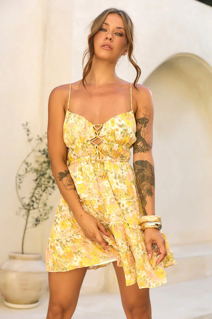 One Of A Kind Mini Dress - Yellow