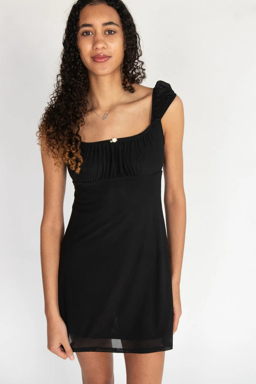 Satin Rose Mesh Babydoll Dress