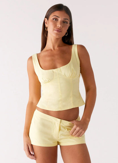 Coastline Mini Shorts - Yellow