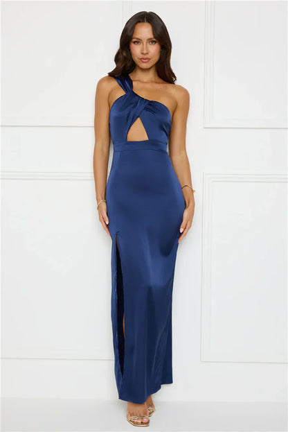 Strong Desire Satin One Shoulder Maxi Dress