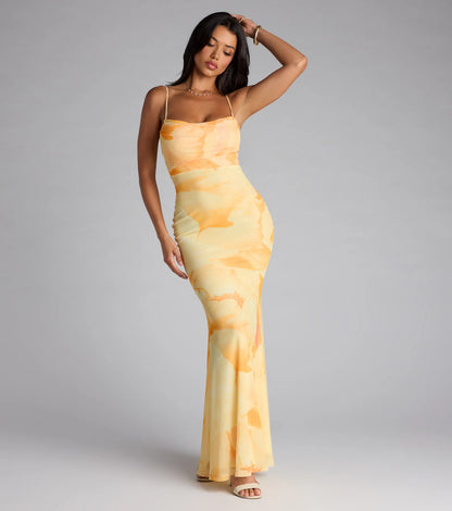 Coastal Luxe Floral Mermaid Maxi Dress