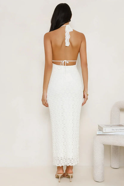 Lace Me Up Halter Maxi Dress
