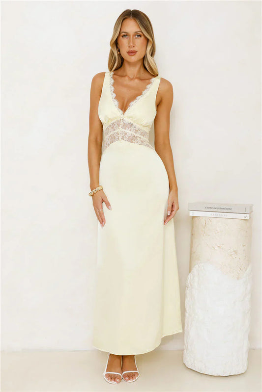 Softly In Season Satin Maxi Dress