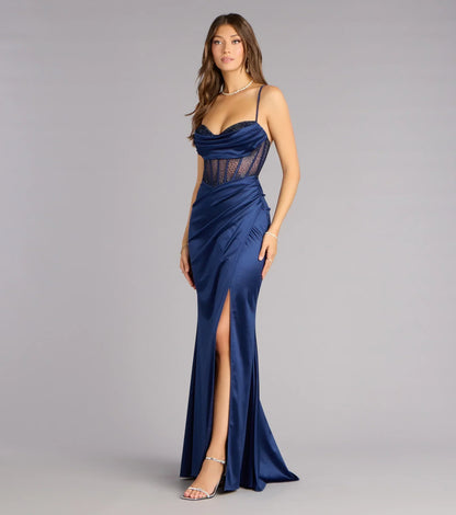 Gabbie Lace-Up Rhinestone Corset Formal Dress