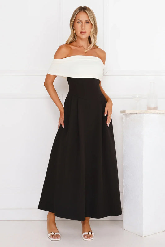 Too Hot To Handle Off Shoulder Maxi Dress
