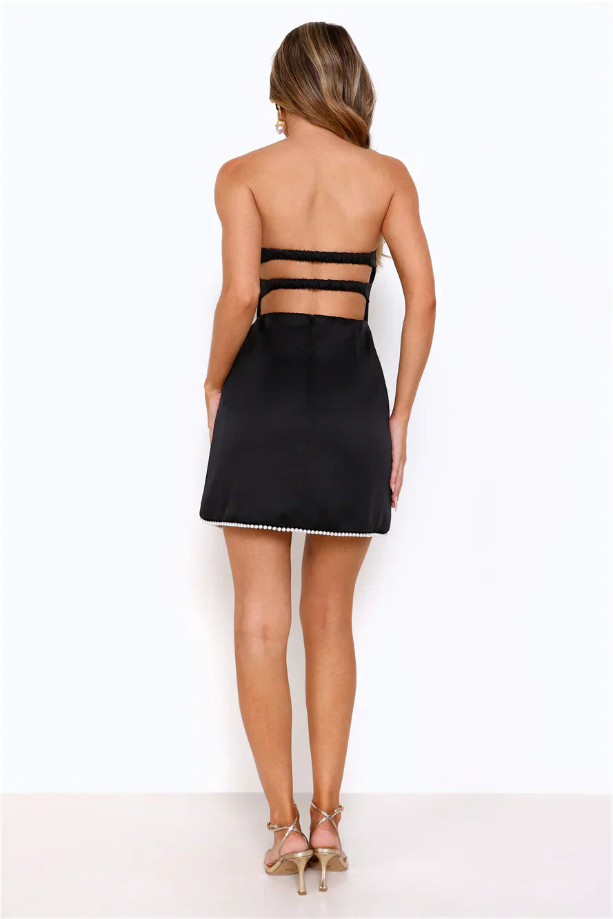 Sassy Sparks Strapless Satin Mini Dress