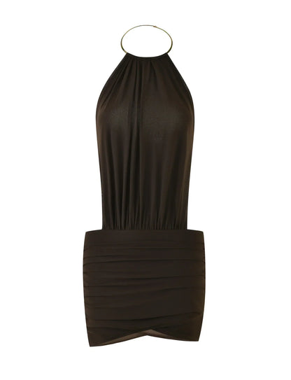 Evanna Mini Dress - Brown : Chocolate