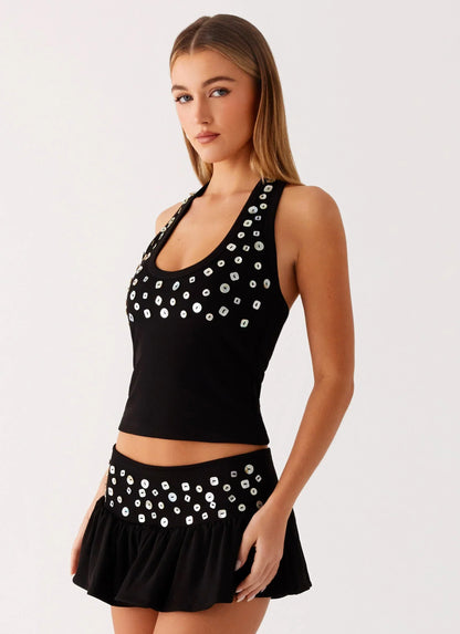 Vegas Nights Halter Neck Top - Black