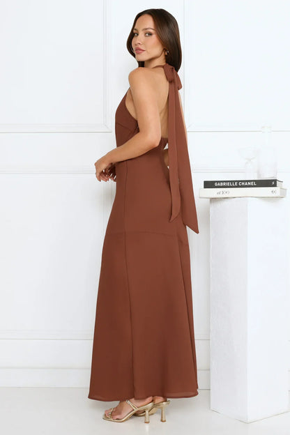 Polished Edge Halter Maxi Dress