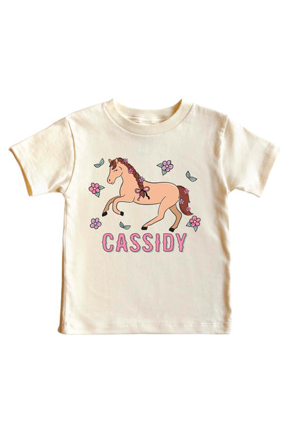 Personalized Pony Club Pink Graphic Bodysuit & Kids Tee | Natural