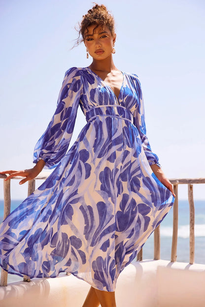 Palm Perfect Midi Dress - Blue Multi