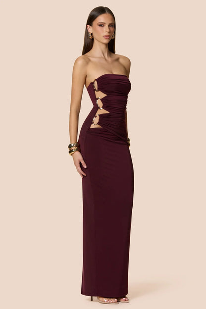 Nookie Portia Bandeau Maxi Dress - Wine