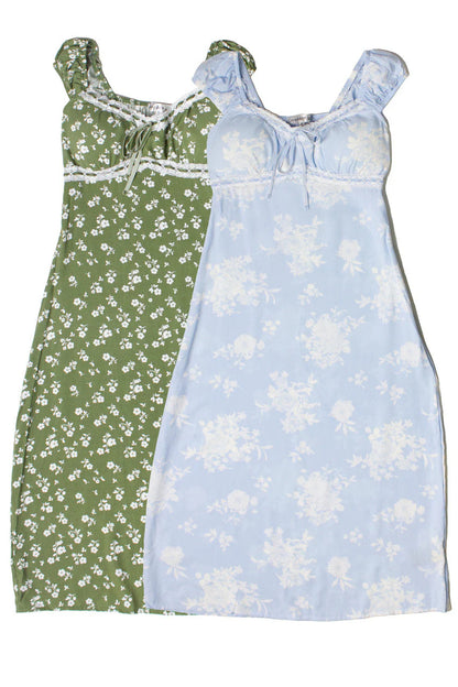 Puff Sleeve Lace Trim Floral Maxi Dress