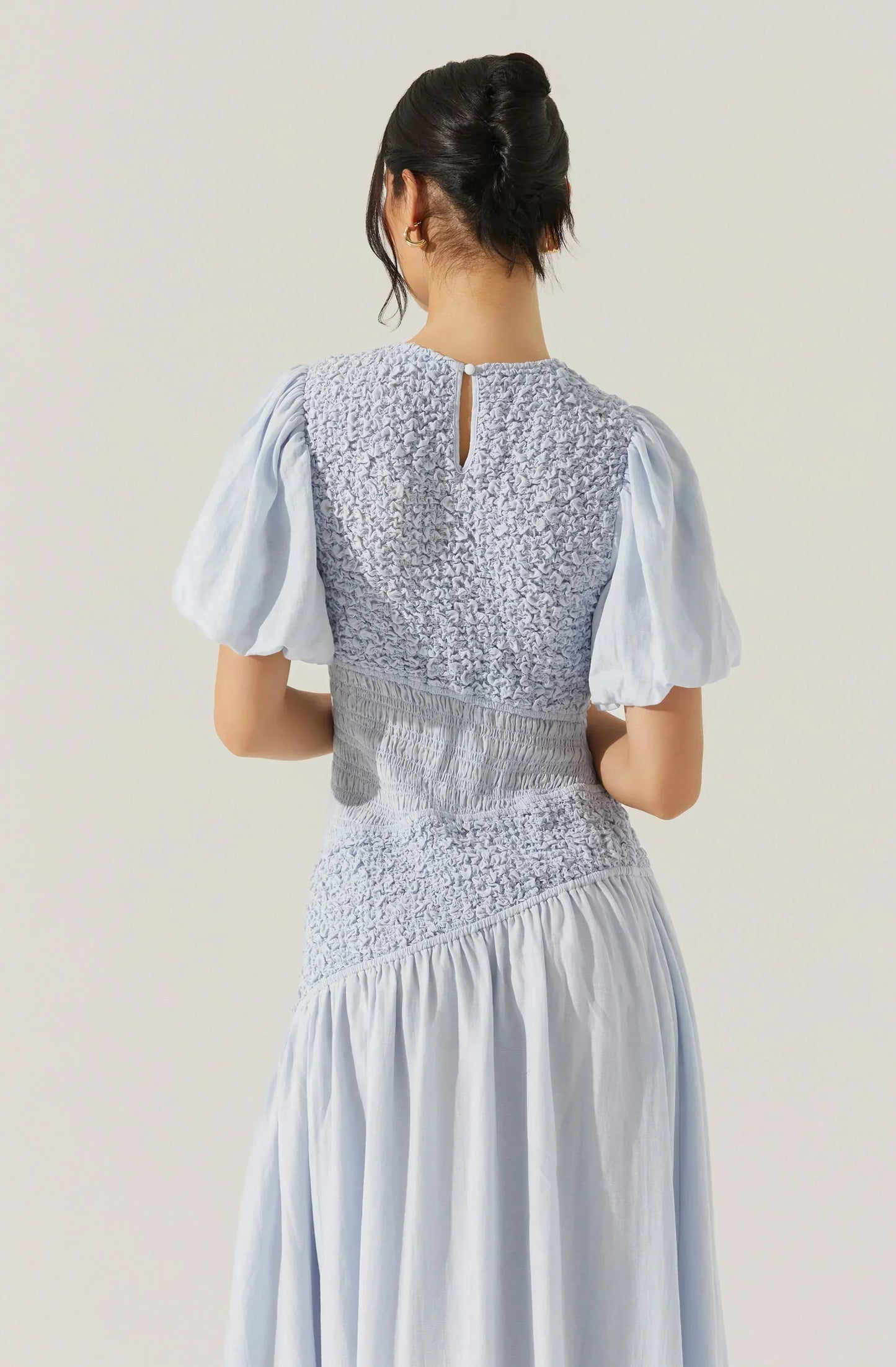 Theoni Smocked Asymmetric Dress