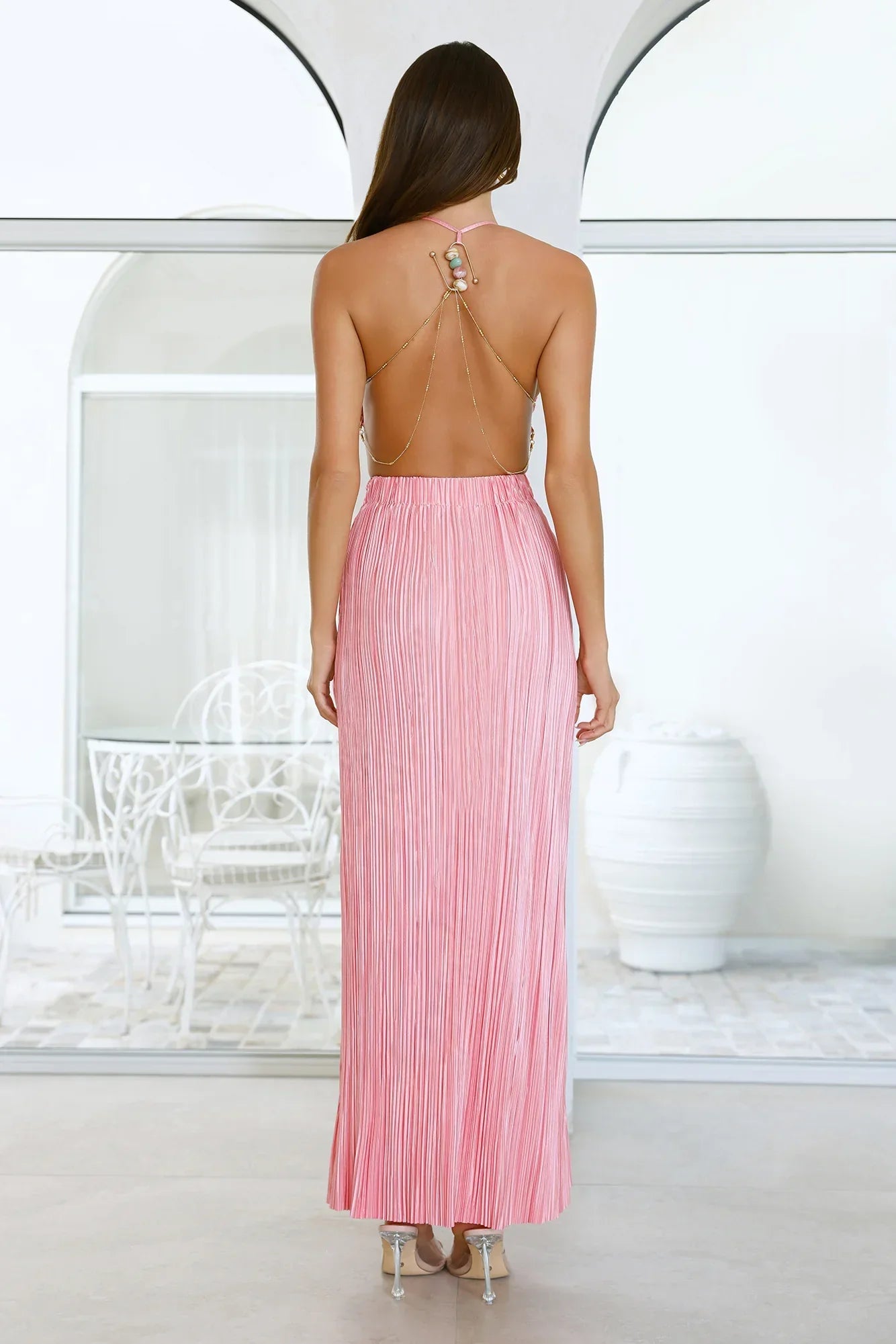 After Dark Love Plisse Maxi Dress Pink