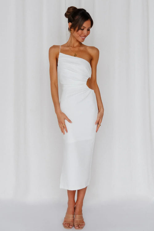 Smooth Lines Midi Dress White