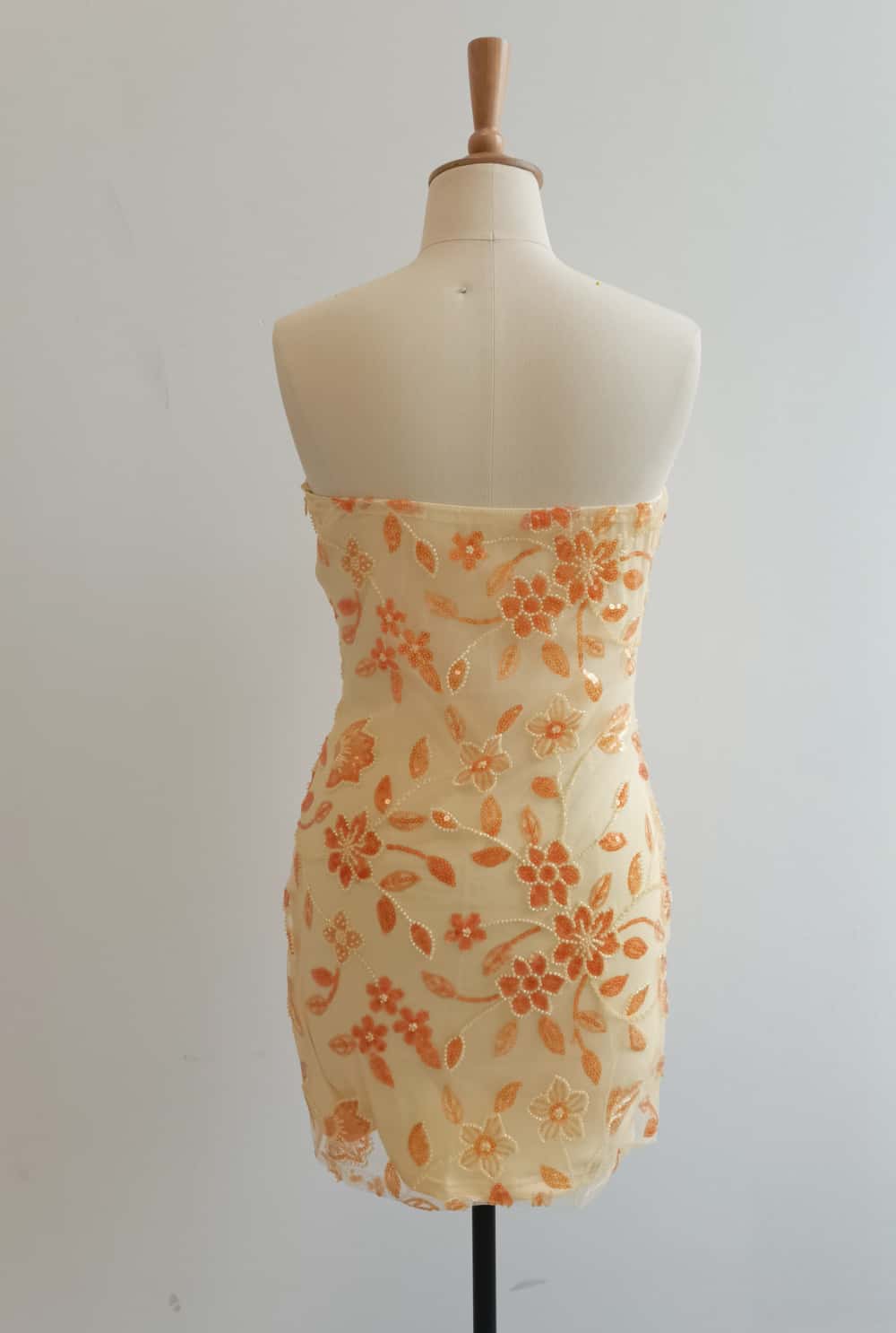 Strapless Sage Beaded Flowers Tight Short Dress