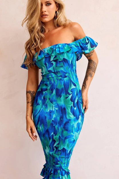 Fireball Midi Dress - Blue Multi