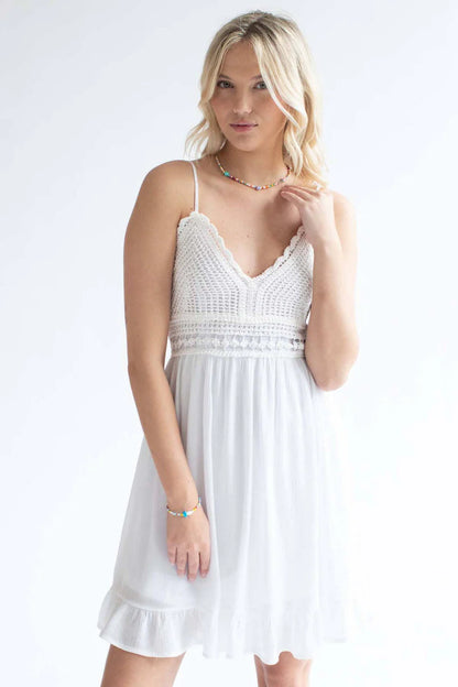 White Crochet Top Dress