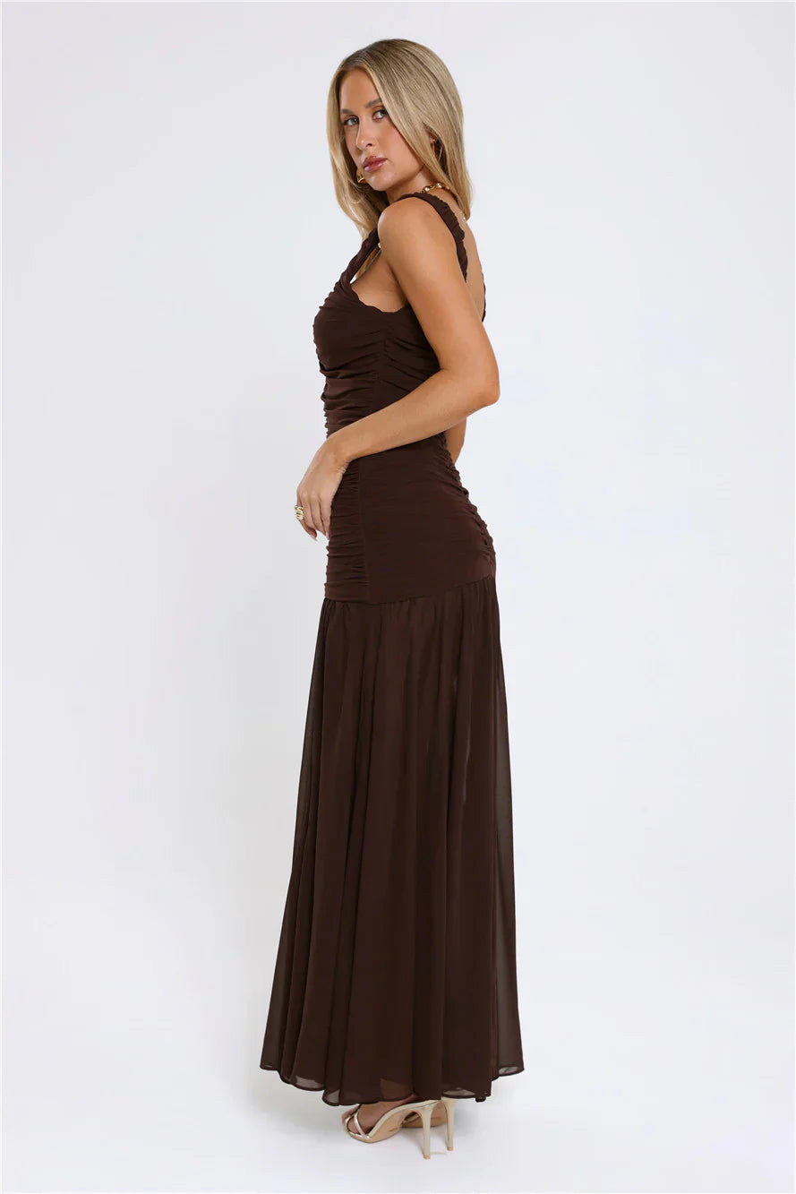 Flirt And Fling Maxi Dress Brown