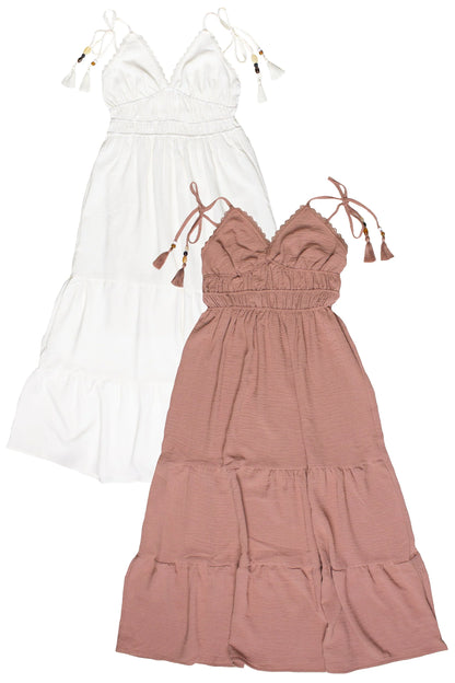 Beaded Tie Straps Maxi Dress