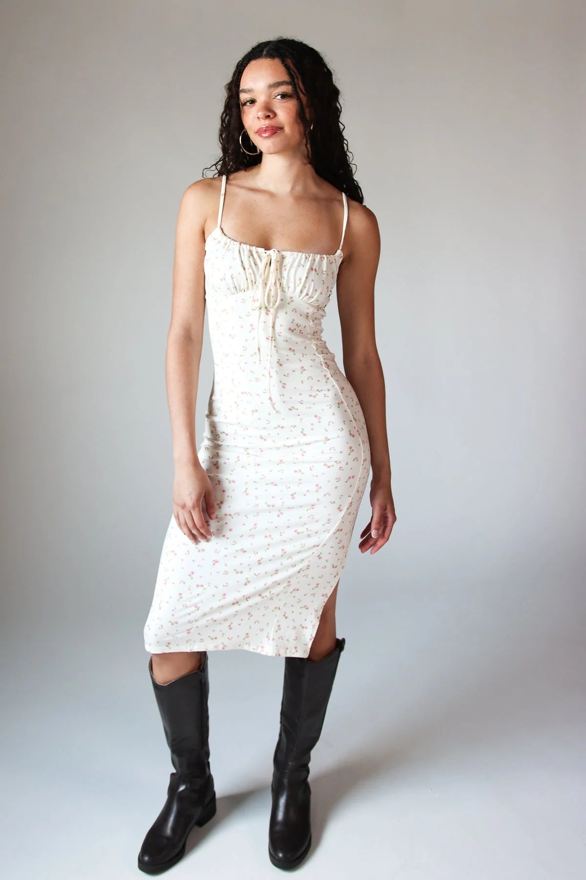 Sleeveless Floral Milkmaid Midi Dress
