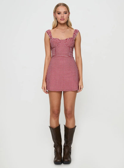 Faubert Mini Dress Red Gingham Petite
