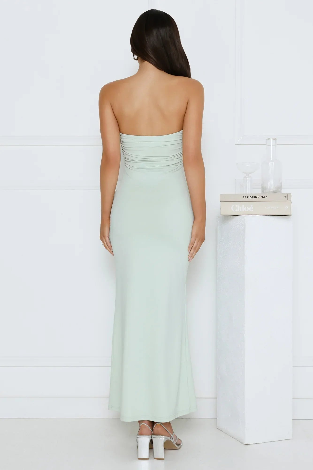 Hot Girl Social Strapless Maxi Dress Sage