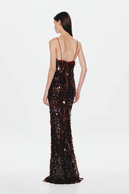 Misha Sapphire Sequin Maxi Dress - Fig