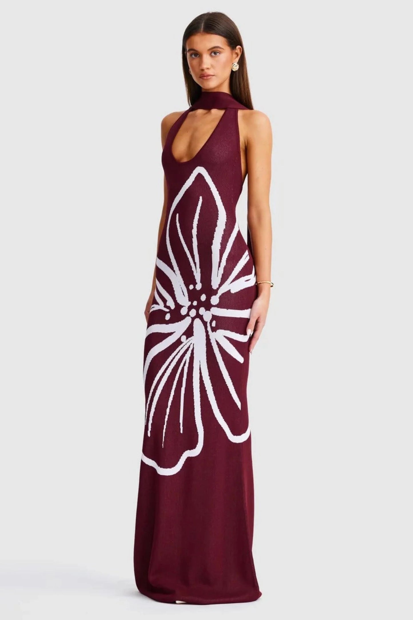 Jemima Halterneck Maxi Dress - Cranberry